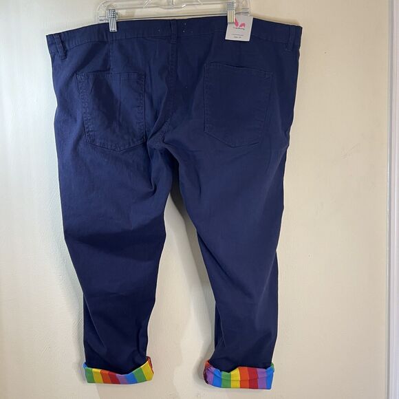 Pride Bunny Rainbow Roll Up Chino Pants Blue sz 50 New Denim Jeans Pride - Picture 2 of 7